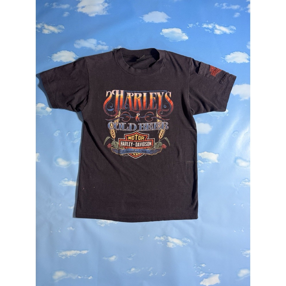 VTG 1980s 3D Emblem Harley Davidson T Shirt Dave Gardner Single Stitch Black M
